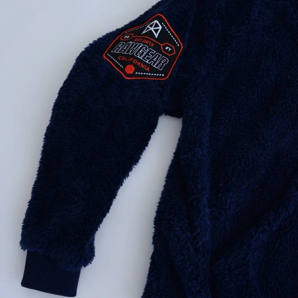 Raw Gear Navy w Orange Piping  Soft Fleece Zip Embroidered Sweater Unisex S NWT - Picture 9 of 12
